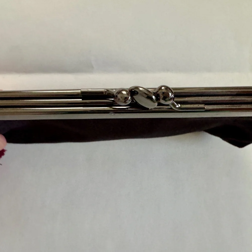 Black Cherry Blossom Evening Clutch, Japan Black with Silver Clasps, Two pockets